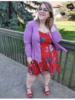🩷5/$25🩷 Purple Open Front Cardigan Sweater, Plus Size XXL